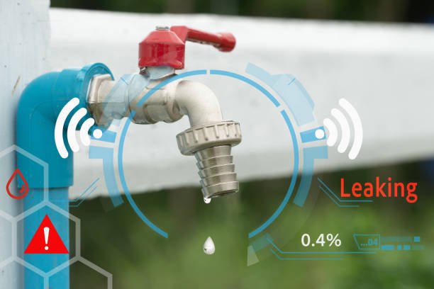 Image of a water leak detection system used for plumbing leak detection, featuring sensors and monitoring equipment.