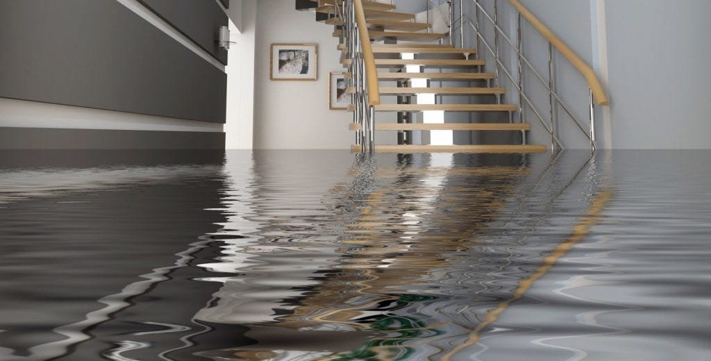 Emergency water damage technicians removing water from home